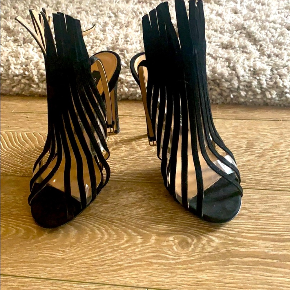 Sergio Rossi. Soft leather with pvc band sandals.